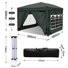 SWANEW Faltpavillon, 3x3m Pavillon, Gazebo Wasserdicht, Partyzelt UV-Schutz