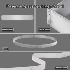 Rasenkante verzinkt Metall Höhe 15cm/18cm