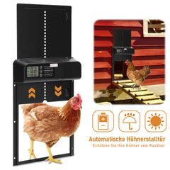 SWANEW Automatische Hühnerklappe mit Timer/Manuell/Anti-Tamper Modus, elektrische Hühnerklappe, LED Display, Intelligenter Einklemmschutz Automatisch Hühnertür, Türöffner für Hühnerstall