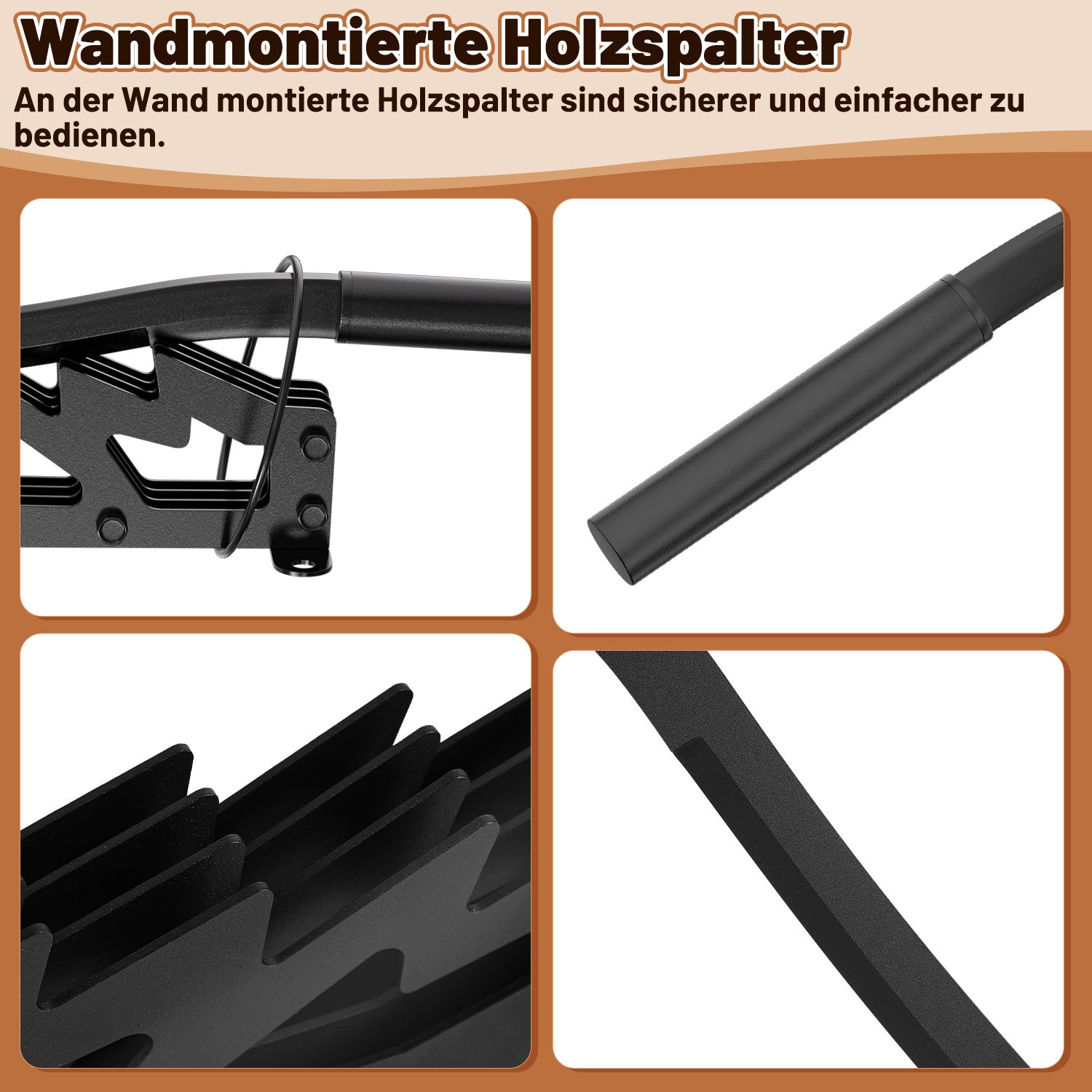 SWANEW Holzspalter manuell, Handholzspalter, Brennholzspalter, Wandhalterung