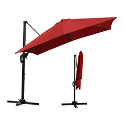 SWANEW Sonnenschirm 300 x 300 cm mit Gartenschirm mit Ständer Ampelschirm, Sonnenschutz UV50+, 360° Drehbar und Kippbar