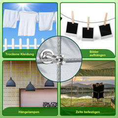 SWANEW Rankhilfe, Edelstahl Drahtseil, , Rankseilsystem Set 12M, mit Wandhaltern und 3mm Stahlseil, fĂźr Kletterpflanzen