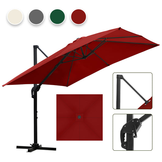 SWANEW Sonnenschirm 300 x 300 cm mit Gartenschirm mit Ständer Ampelschirm, Sonnenschutz UV50+, 360° Drehbar und Kippbar