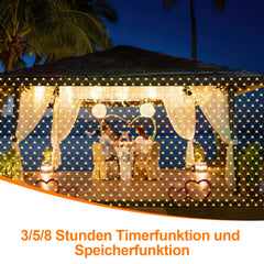 SWANEW solar lichternetz, lichternetz mit Fernbedienung, 8 Modi+TimingFunktion+MemoryFunktion, IP44, Helligkeit einstellbar