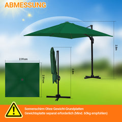 SWANEW Sonnenschirm 300 x 300 cm mit Gartenschirm mit Ständer Ampelschirm, Sonnenschutz UV50+, 360° Drehbar und Kippbar