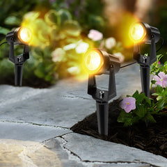 SWANEW LED Gartenbeleuchtung mit Erdspieß, 6er Set Gartenstrahler Warmweiß, Gartenleuchte IP65 Wasserdicht, Gartenlampe Wegbeleuchtung mit Stecker