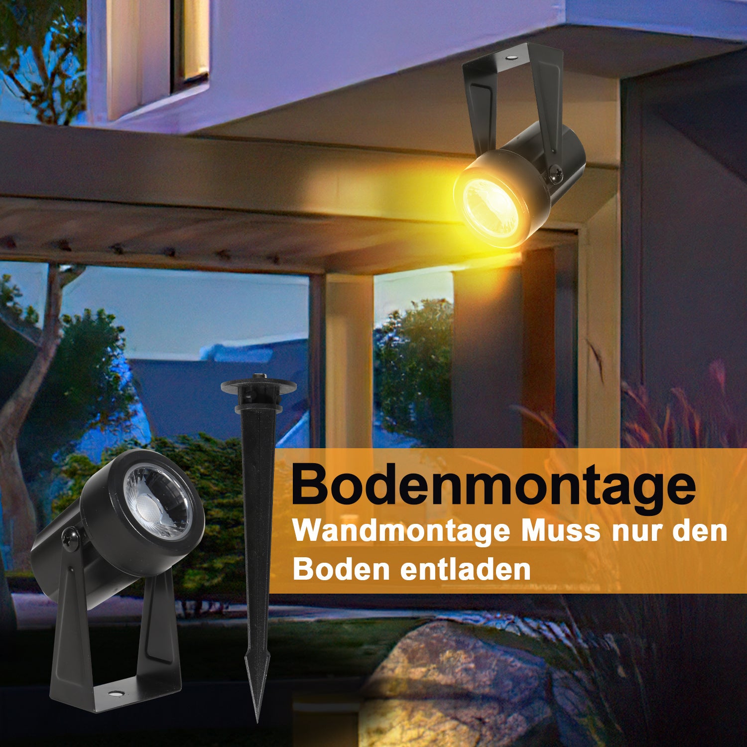 SWANEW LED Gartenbeleuchtung mit Erdspieß, 6er Set Gartenstrahler Warmweiß, Gartenleuchte IP65 Wasserdicht, Gartenlampe Wegbeleuchtung mit Stecker
