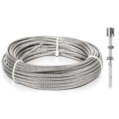 SWANEW Rankhilfe, Edelstahl Drahtseil, , Rankseilsystem Set 12M, mit Wandhaltern und 3mm Stahlseil, fĂźr Kletterpflanzen