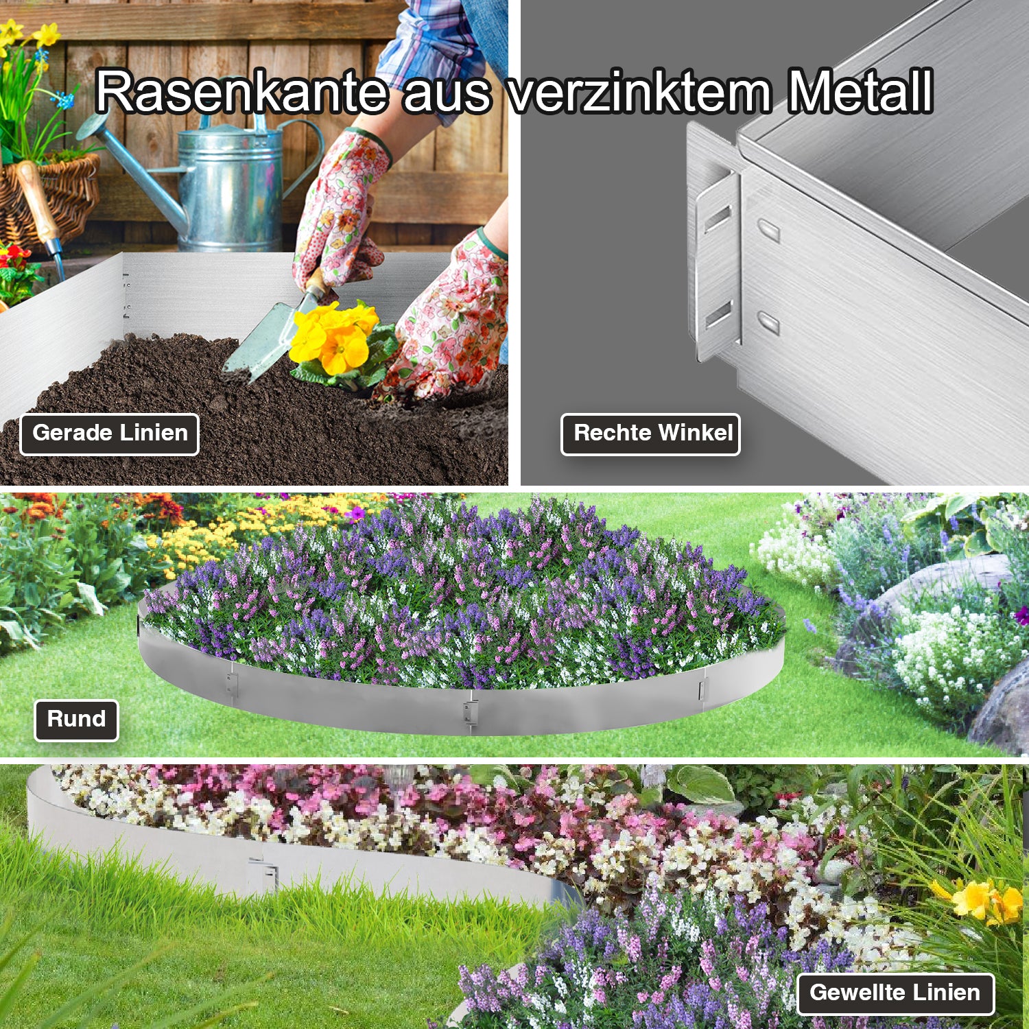 Rasenkante verzinkt Metall Höhe 15cm/18cm