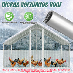 SWANEW HĂŒhnerstall, 3x8x2m, Freilaufgehege, Kleintierstall, Voliere