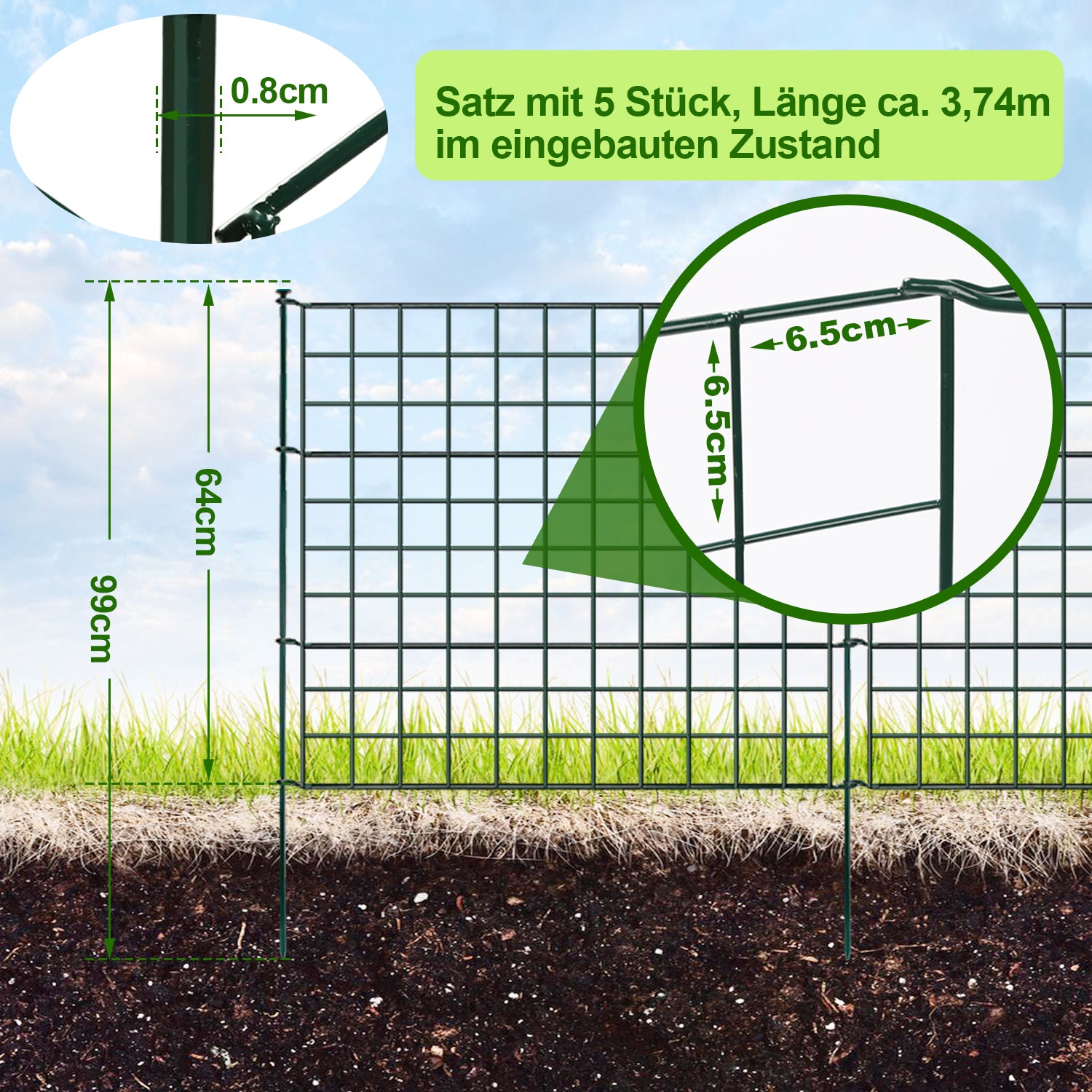 Teichzaun Gartenzaun Steckzaun