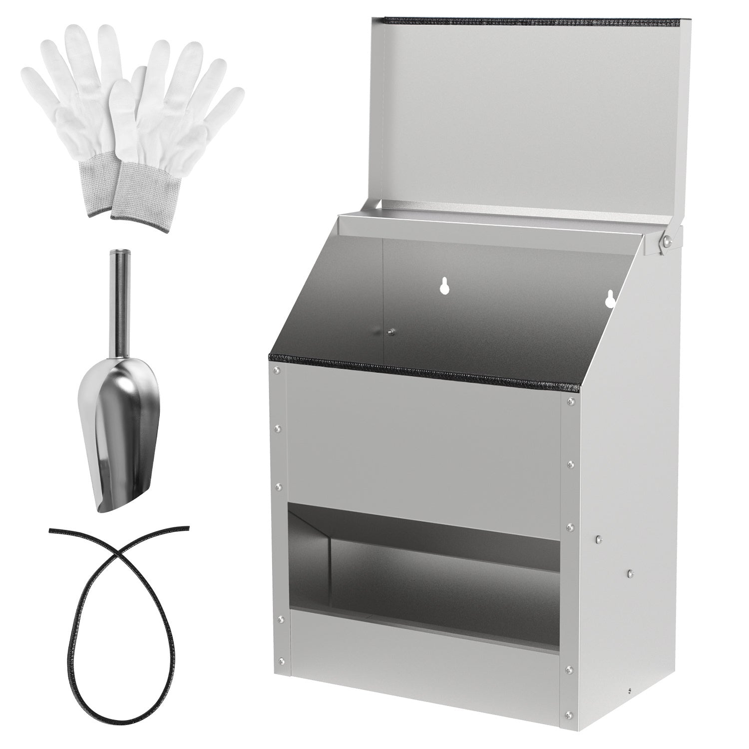 Hühnerfutterautomat mit Deckel & Wandhalterung