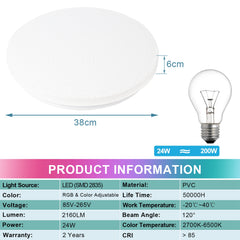 SWANEW 24W LED Deckenleuchte mit Sternenhimmel-Effekt, Deckenstrahler Fernbedienung und RGB-Farbwechsel