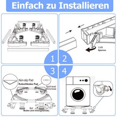 SWANEW Waschmaschinen Untergestell, 41-65cm 8 Füße und 4 Räder, Verstellbare Waschmaschine Sockel, Podeste & Rahmen für Gefrierschrank