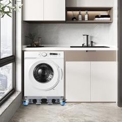 SWANEW Waschmaschinen Untergestell, 41-65cm 8 Füße und 4 Räder, Verstellbare Waschmaschine Sockel, Podeste & Rahmen für Gefrierschrank