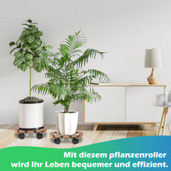 SWANEW WPC Pflanzenroller, Blumenroller mit Rollen, Kübelroller für Pflanzen, Blumentopf, Eckig 30 x 30 cm|Rund Ø 30 x 7,5 cm