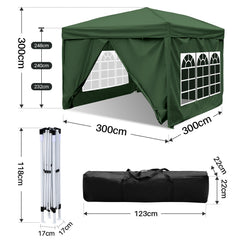 SWANEW Faltpavillon, 3x3m Pavillon, Gazebo Wasserdicht, Partyzelt UV-Schutz