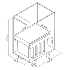 SWANEW 2x Abfallsammler, Einbau Mülleimer 2 x 15L, Mülltrennungssystem Mülleimer küche, Abfalleimer mit Teleskopschienen, für Schränke ab 350 mm Breite