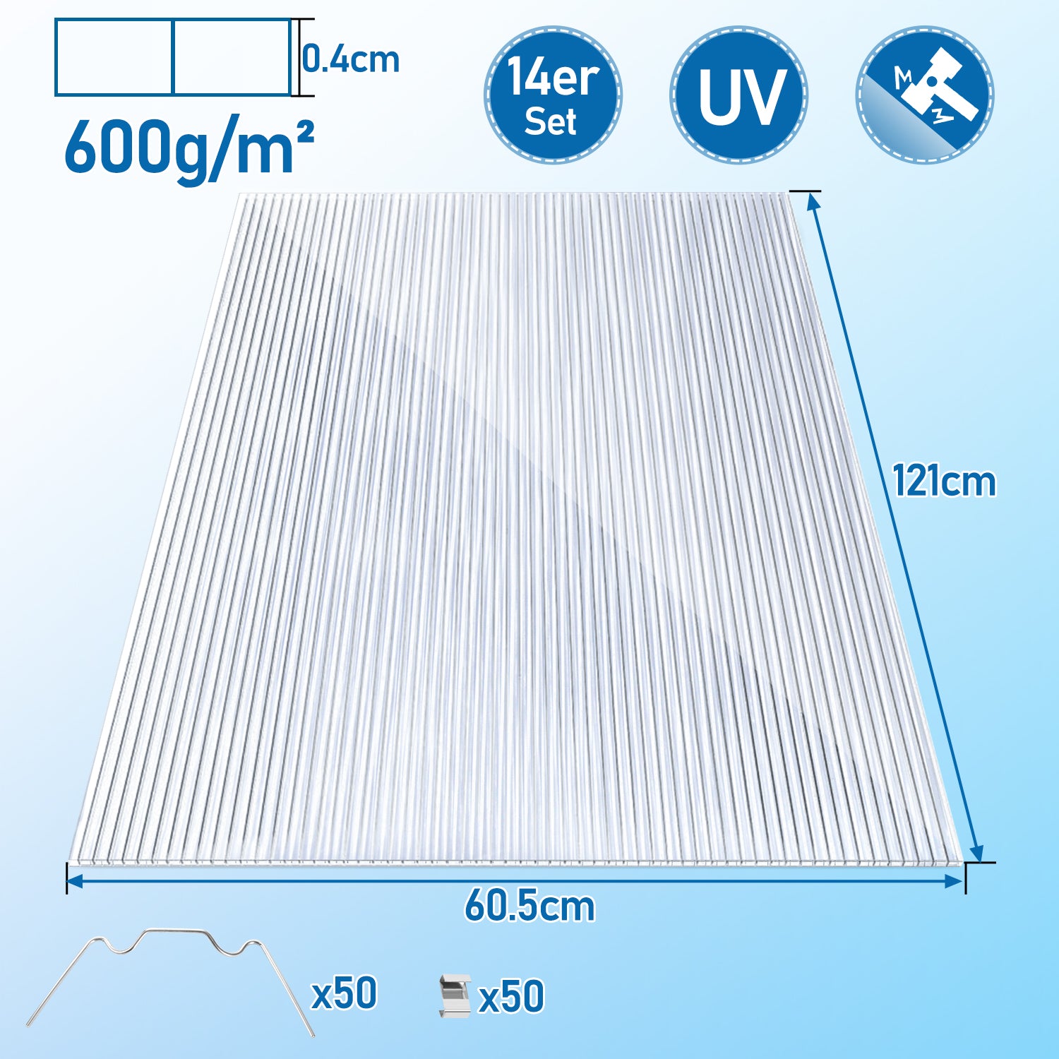 4mm Polycarbonat Hohlkammerstegplatte 10,25 m² Transparent