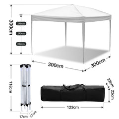 SWANEW Pavillon 3x3m, Pop-up Faltpavillon, 3 Höhenverstellbar, UV Schutz Gartenzelt