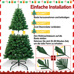 SWANEW Künstlicher Weihnachtsbaum, PVC Schwer Entflammbar, mit ständer, Weihnachtsdeko