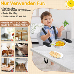 SWANEW Tischsitz Faltbar Babysitz, Verstellbar Sitzerhöhung, für 2-8.5cm Dicke Tische