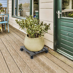SWANEW WPC Pflanzenroller, Blumenroller mit Rollen, Kübelroller für Pflanzen, Blumentopf, Eckig 30 x 30 cm|Rund Ø 30 x 7,5 cm