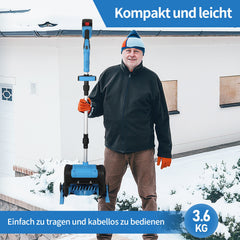 SWANEW Akku-Schneefräse, Schneekehrmaschine, Elektrischer Räumer, mit 2Akku und Ladegerät Räumer