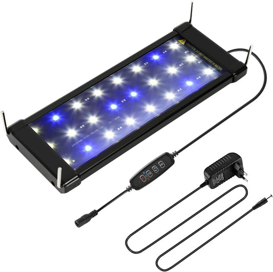 SWANEW Aquarium LED Beleuchtung, 10W Aquarium Lampe, einstellbare Helligkeit Aquariumbeleuchtung Weiß Blau Licht, für Süßwasser-Aquarien
