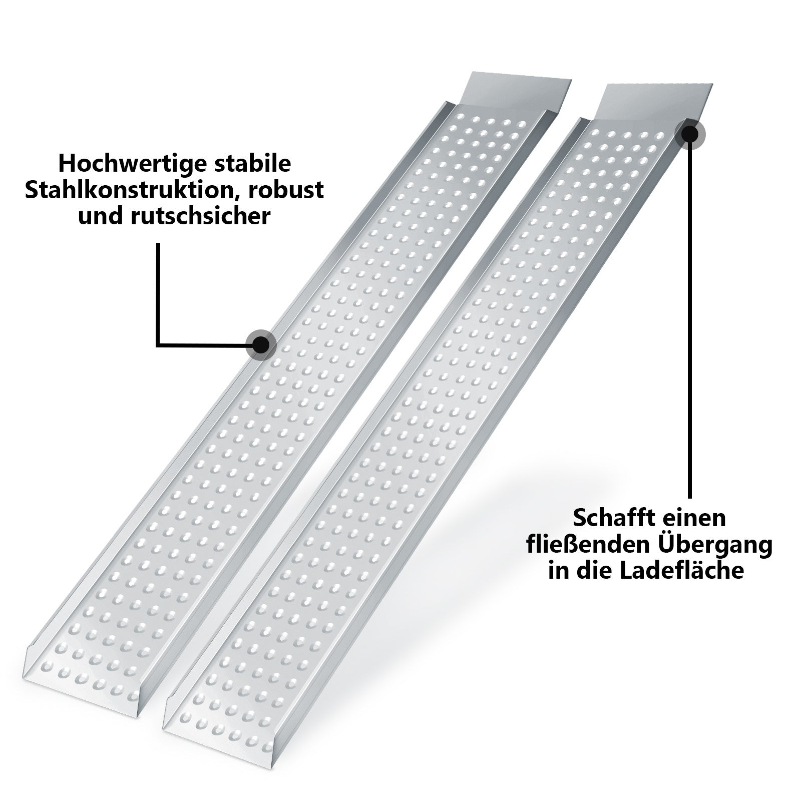 SWANEW 2X Auffahrrampe 160cm, Rutschfeste Verladeschiene Verladerampe 400kg, Auto Laderampe Verzinkter Stahl