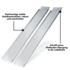 SWANEW 2X Auffahrrampe 160cm, Rutschfeste Verladeschiene Verladerampe 400kg, Auto Laderampe Verzinkter Stahl