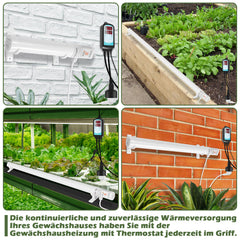 SWANEW Gewächshausheizung mit thermostat, Gewächshaus Heizung, Elektrische Heizung für Gewächshäuser, Frostwächter