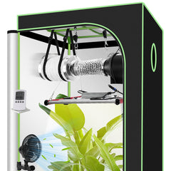 SWANEW Growzelt Komplettset, Growbox mit LED Grow Lampe, Gewächshaus, Pflanzenzelt inkl. Belüftungssystem