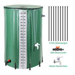 SWANEW Faltbare Regentonne, 380L Regenwassertank Mit Wasserhahn und Ablassventil, Tragbarer Wasserspeicher Regenfass, PVC Wassertank (Mit Skala)