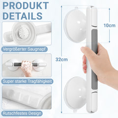 SWANEW Haltegriff Dusche mit Saugnapf, MAX 110 KG, 32CM Duschgriff, Abnehmbare Badewannengriff, Sauggriff, Badgriff
