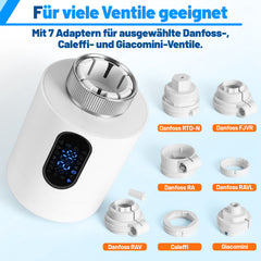 SWANEW Heizkörperthermostat, 5-35 °C, Wochenprogramm, mit 7 Ventiladapter