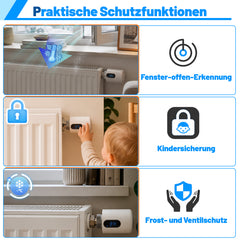 SWANEW Heizkörperthermostat, 5-35 °C, Wochenprogramm, mit 7 Ventiladapter