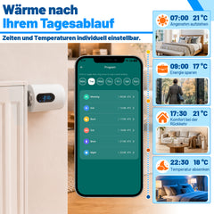 SWANEW Heizkörperthermostat, 5-35 °C, Wochenprogramm, mit 7 Ventiladapter