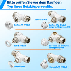 SWANEW Heizkörperthermostat, 5-35 °C, Wochenprogramm, mit 7 Ventiladapter