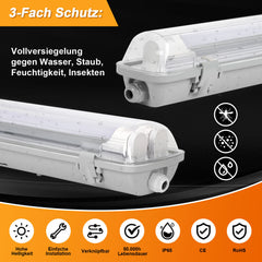SWANEW LED Feuchtraumleuchte 18W/24W, Wannenleuchte 4000K Neutralweiß, T8 LED Röhre, Feuchtraumlampe IP65 Wasserfest Röhrenlampe, Werkstattlampe