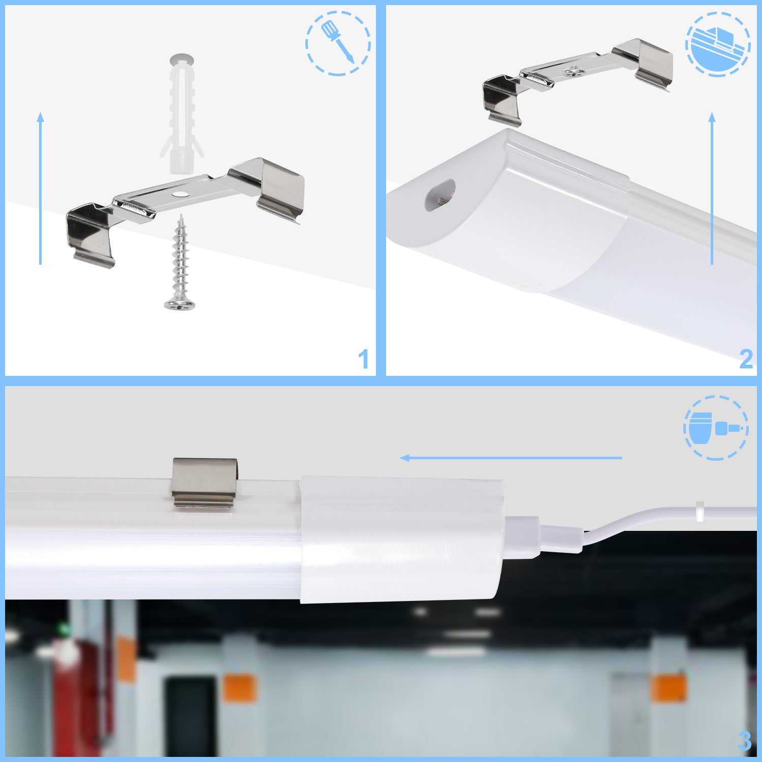 SWANEW LED Feuchtraumleuchte 18W/36W/48W, IP65 Wasserfest Led Röhre Werkstattlampe 4000K Neutralweiß, Wannenleuchte