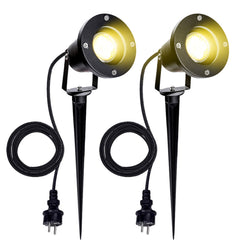 SWANEW LED Gartenstrahler 4W, Gartenleuchte GU10 4000K Warmweiß, Gartenbeleuchtung mit Erdspieß, IP65 Gartenlampe mit Stecker