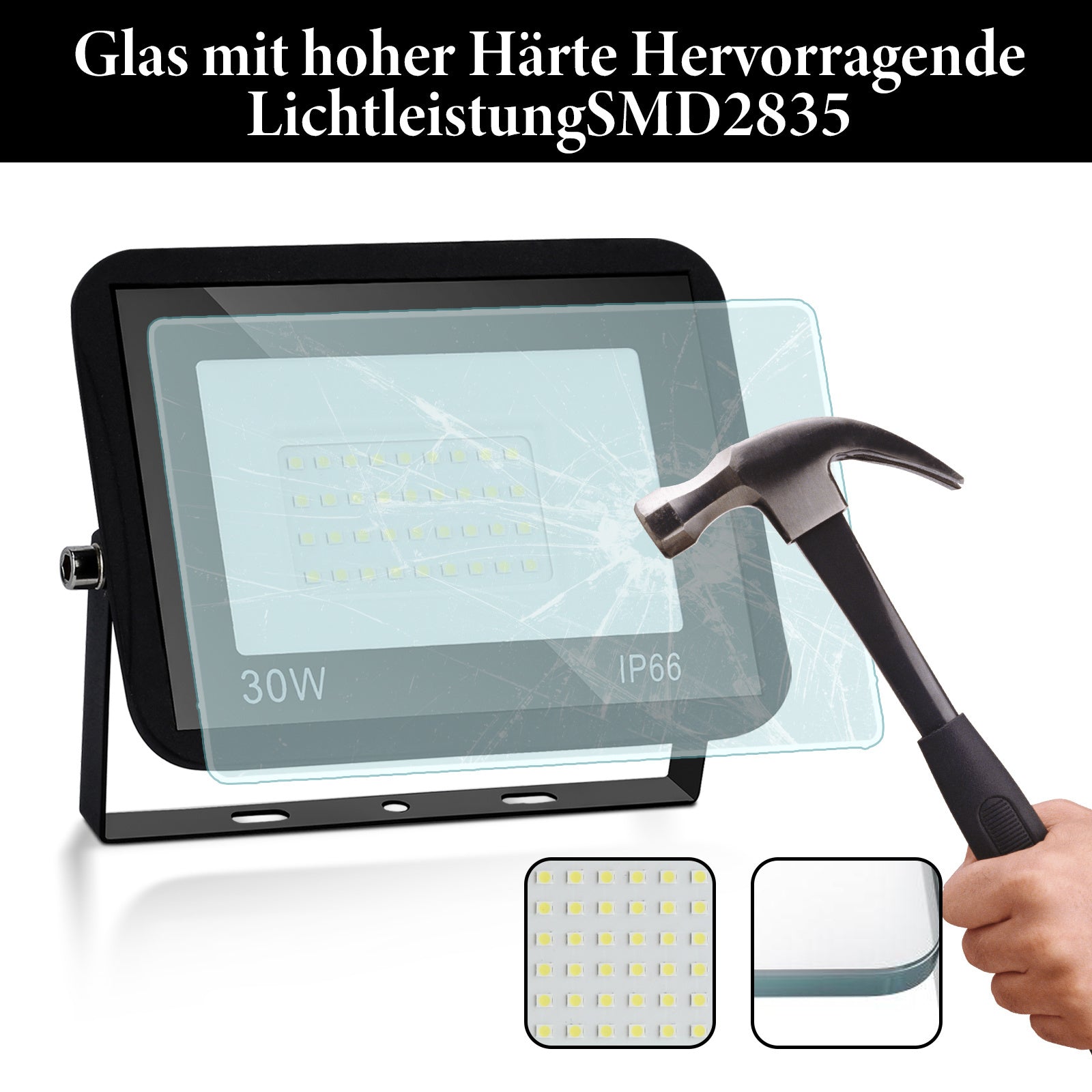 SWANEW LED Strahler, 20/30/50/100W LED Fluter, Warmweiß/Kaltweiß Außenstrahler, IP66 Scheinwerfer (kein Stecker)