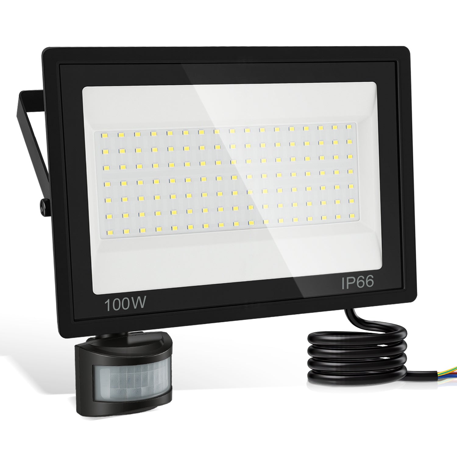 SWANEW 10-100W LED Strahler mit Bewegungsmelder, LED Fluter Kaltweiß Wandstrahler Außen IP66, Scheinwerfer, Gartenlampe, Baustrahler (kein Stecker)