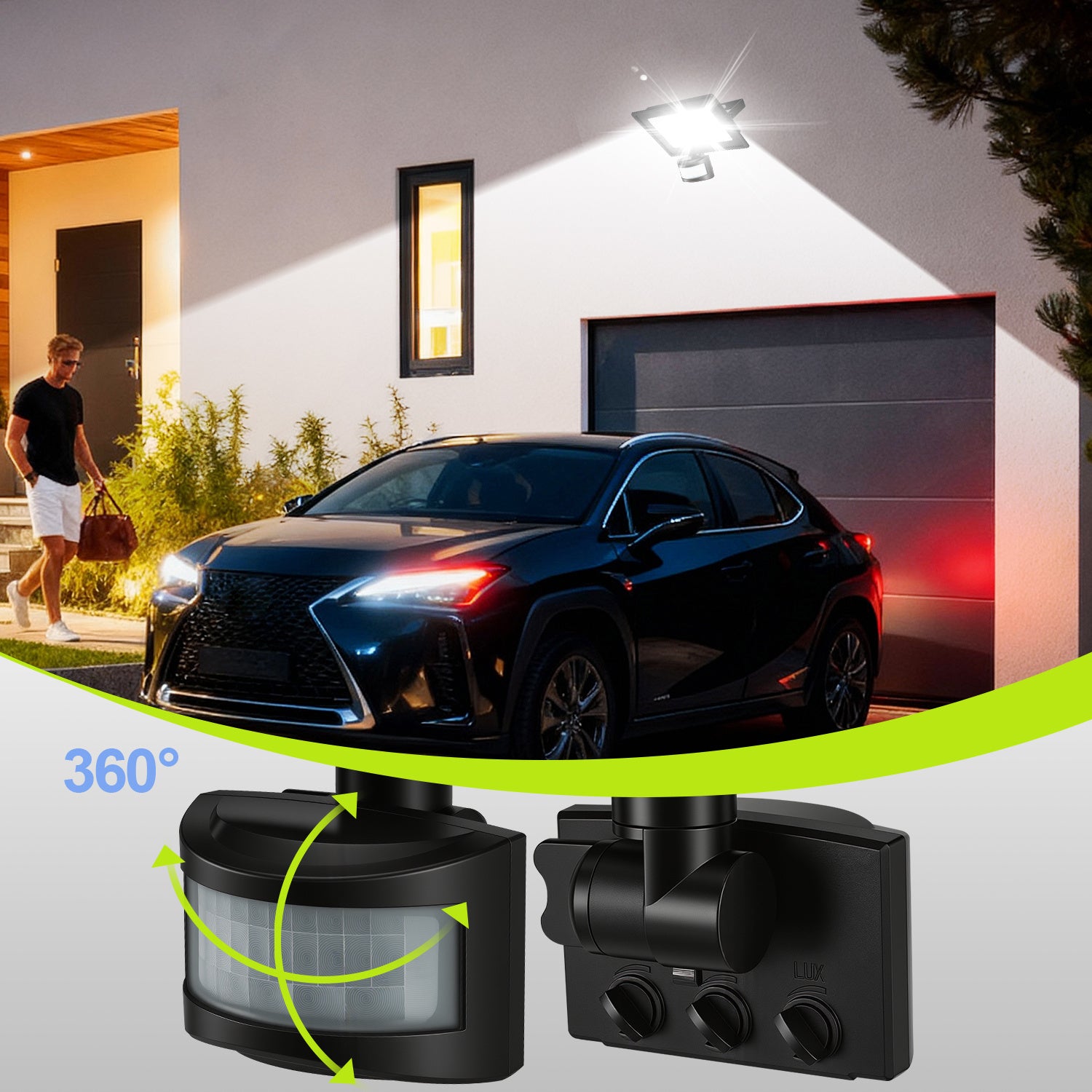 SWANEW 10-100W LED Strahler mit Bewegungsmelder, LED Fluter Kaltweiß Wandstrahler Außen IP66, Scheinwerfer, Gartenlampe, Baustrahler (kein Stecker)