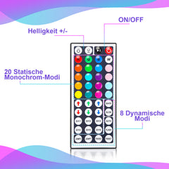 SWANEW Led Streifen Selbstklebend, RGB SMD 5050 Dimmbar LED Strip, 20 Farbwechsel Led Band mit 44-Tasten-Fernbedienung, für die Beleuchtung von Haus, Party