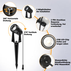 SWANEW LED Gartenbeleuchtung mit Erdspieß, 6er Set LED Gartenstrahler RGB Farbwechsel, Gartenleuchte IP65, Gartenlampe Wegbeleuchtung mit Stecker und Fernbedienung