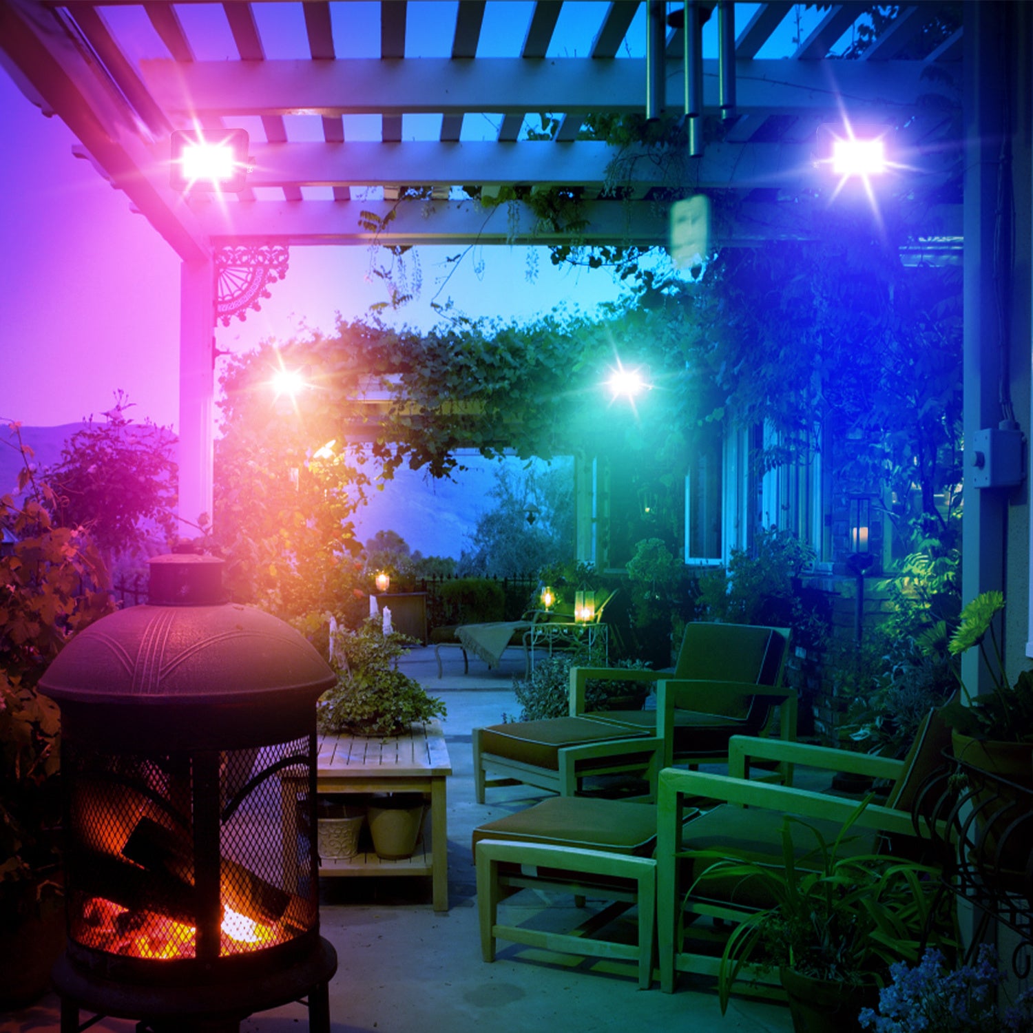 SWANEW RGB LED Strahler Außen mit Fernbedienung, 10/20/30/50 W Fluter LED Dimmbar, Flutlicht IP66 Wasserdicht, 4 Modi