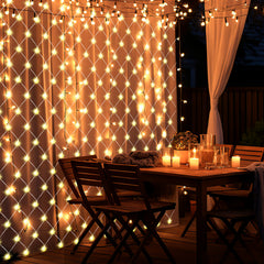 SWANEW Solar LED Lichternetz, IP44 LED Lichterkette, Lichtervorhang für Fenster Garten