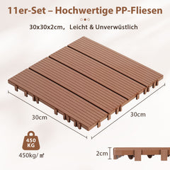 SWANEW PP Balkonfliesen Set 30x30cm, Terrassenfliesen, Klickfliesen